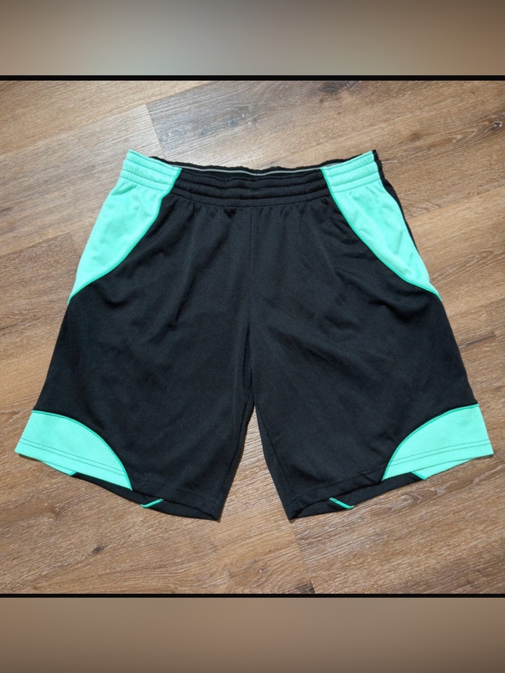 Foot Locker Mens Basketball Shorts Drawstring XL Black/Mint Athletic Gym Sports